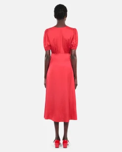 Robe longue avec boutonnage rouge