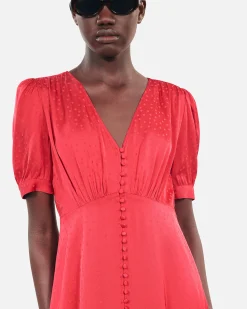 Robe longue avec boutonnage rouge