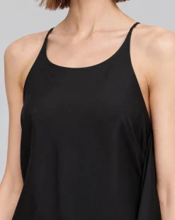Robe longue dos croisé en satin noire