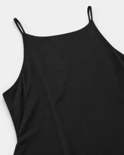 Robe longue dos croisé en satin noire