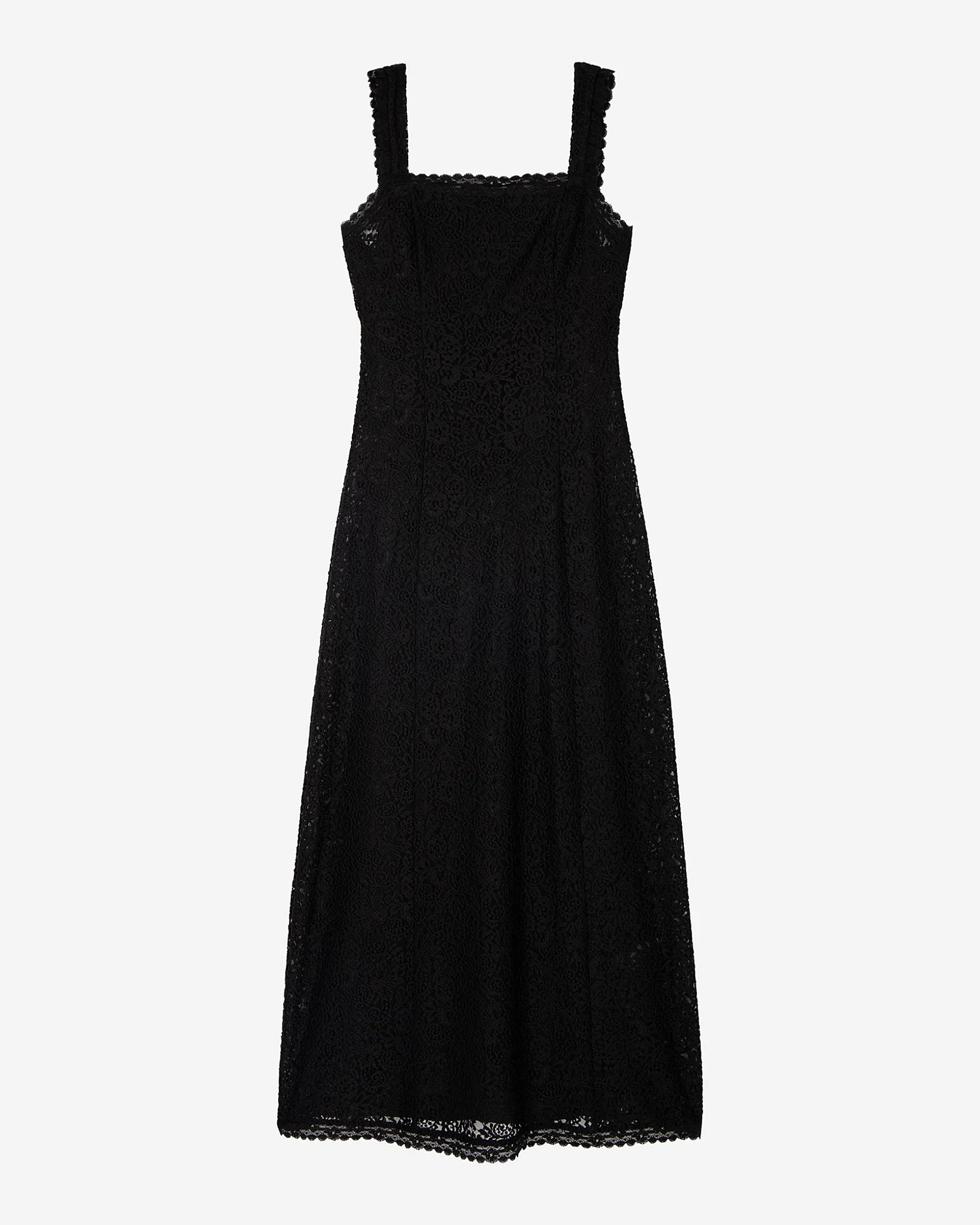 Robe longue en dentelle noire