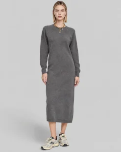 Robe longue en laine et cachemire grise