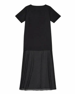Robe longue en satin noire