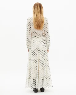 Robe longue imprimé cœurs écrue