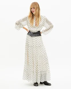Robe longue imprimé cœurs écrue