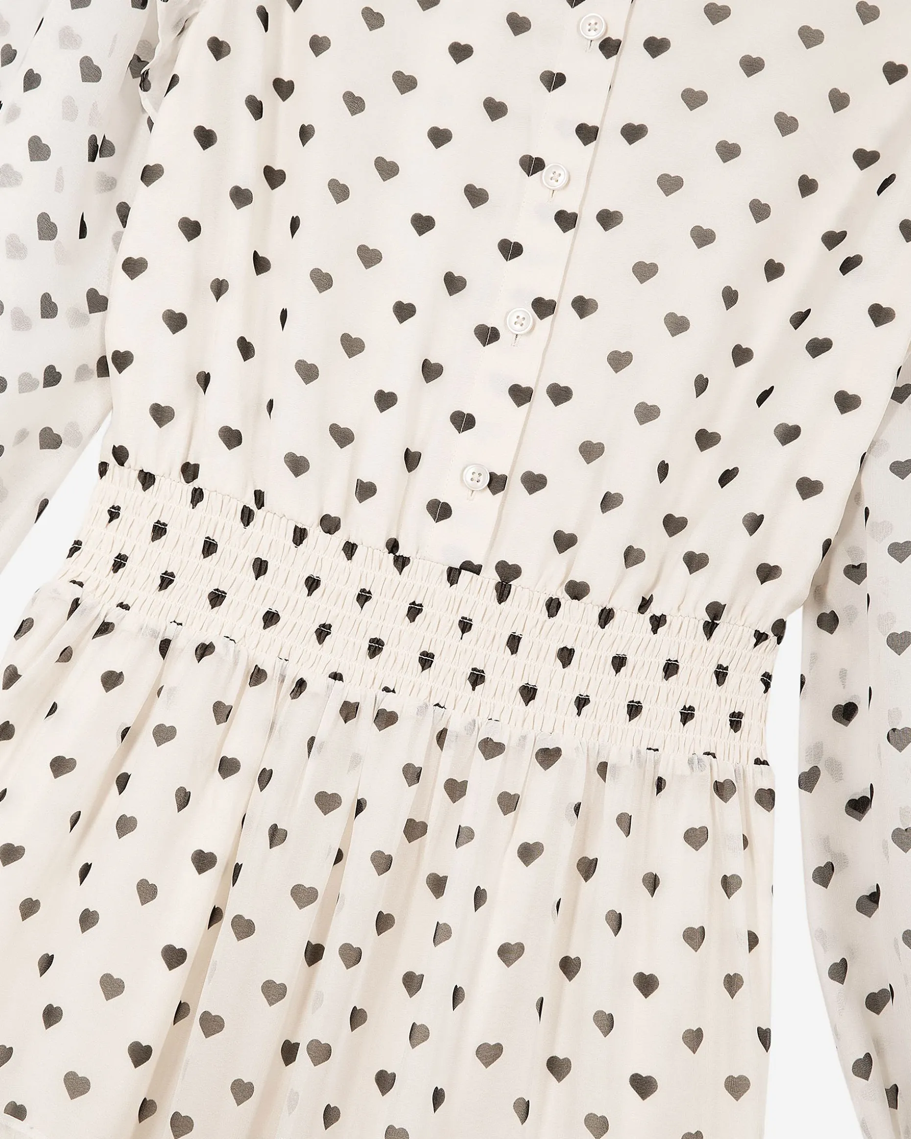 Robe longue imprimé cœurs écrue