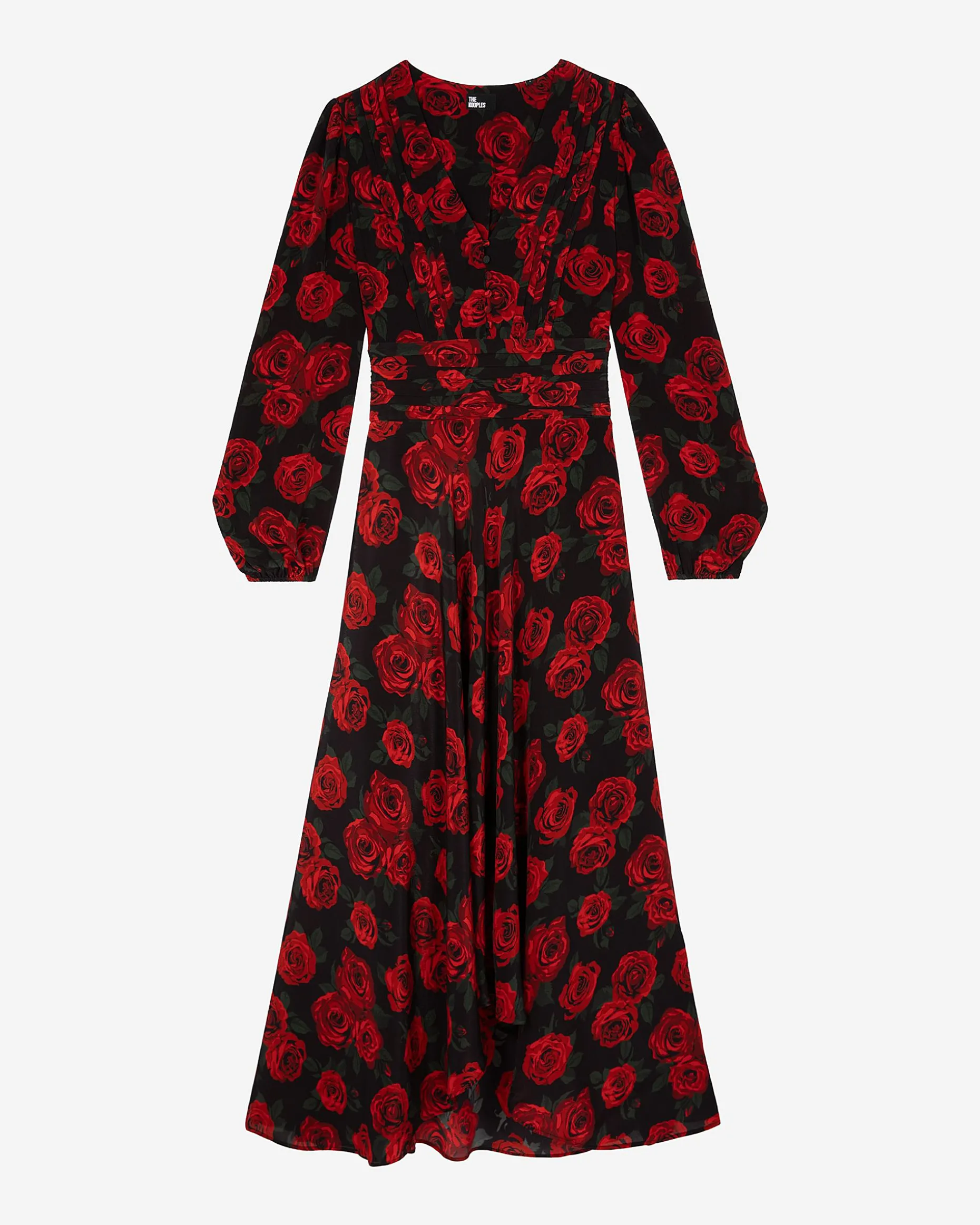 Robe longue imprimé fleuri rouge