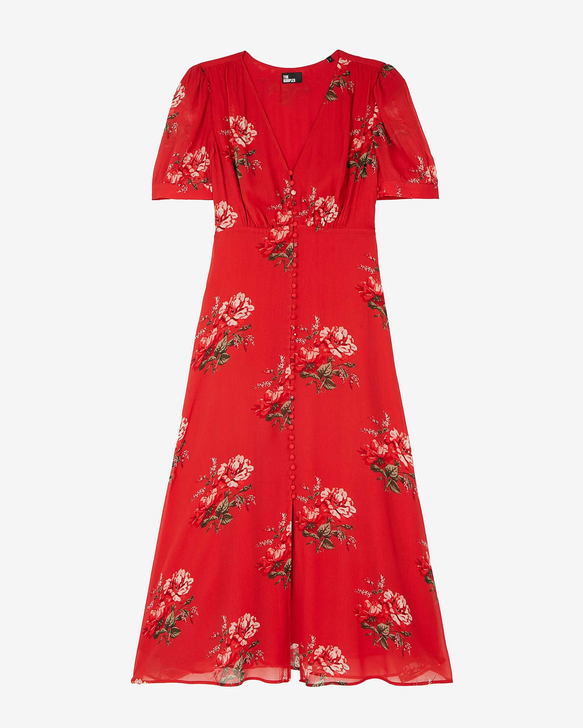 Robe longue imprimé fleuri rouge