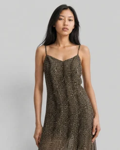 Robe longue imprimé léopard beige