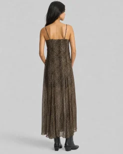Robe longue imprimé léopard beige