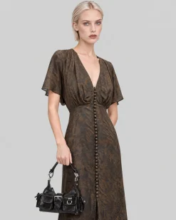 Robe longue imprimé léopard marron