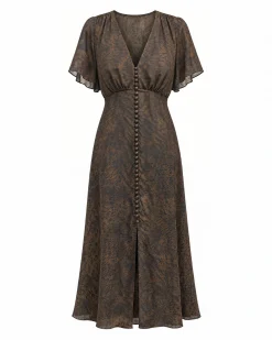 Robe longue imprimé léopard marron