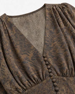 Robe longue imprimé léopard marron