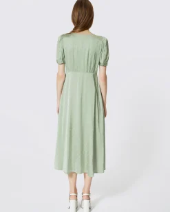 Robe longue jacquard cœur vert