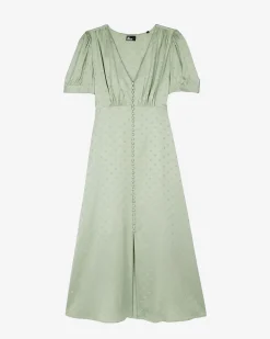 Robe longue jacquard cœur vert