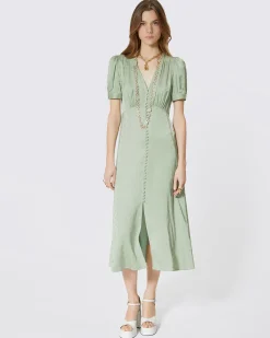 Robe longue jacquard cœur vert