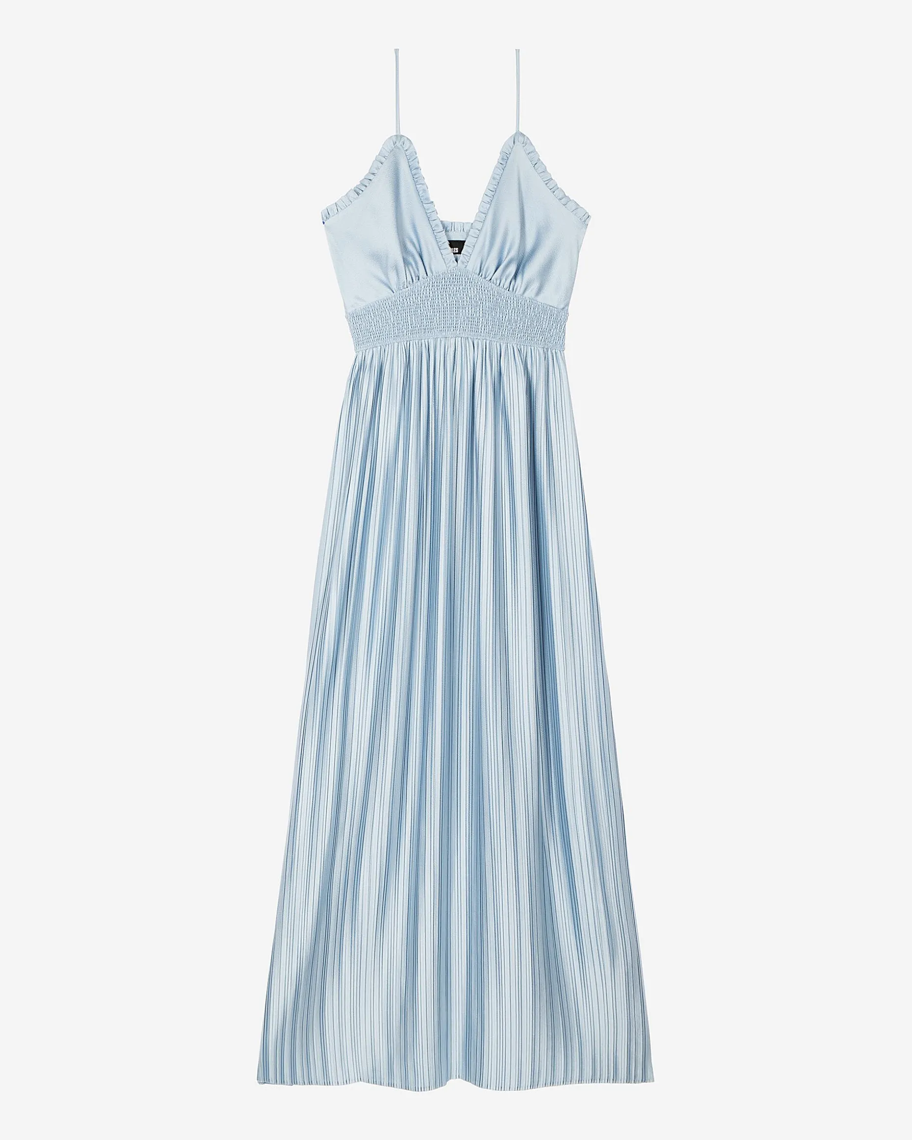 Robe longue plissée bleue