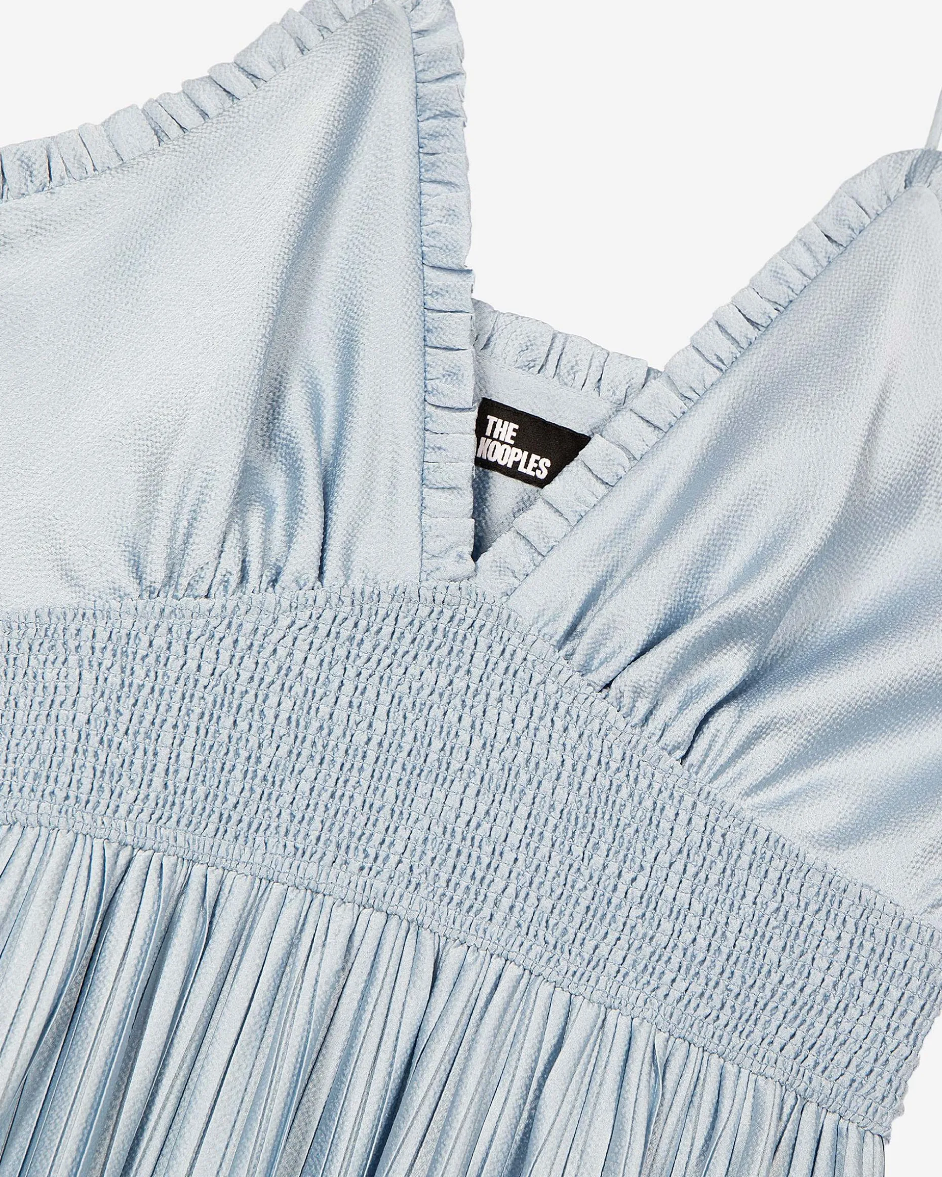 Robe longue plissée bleue