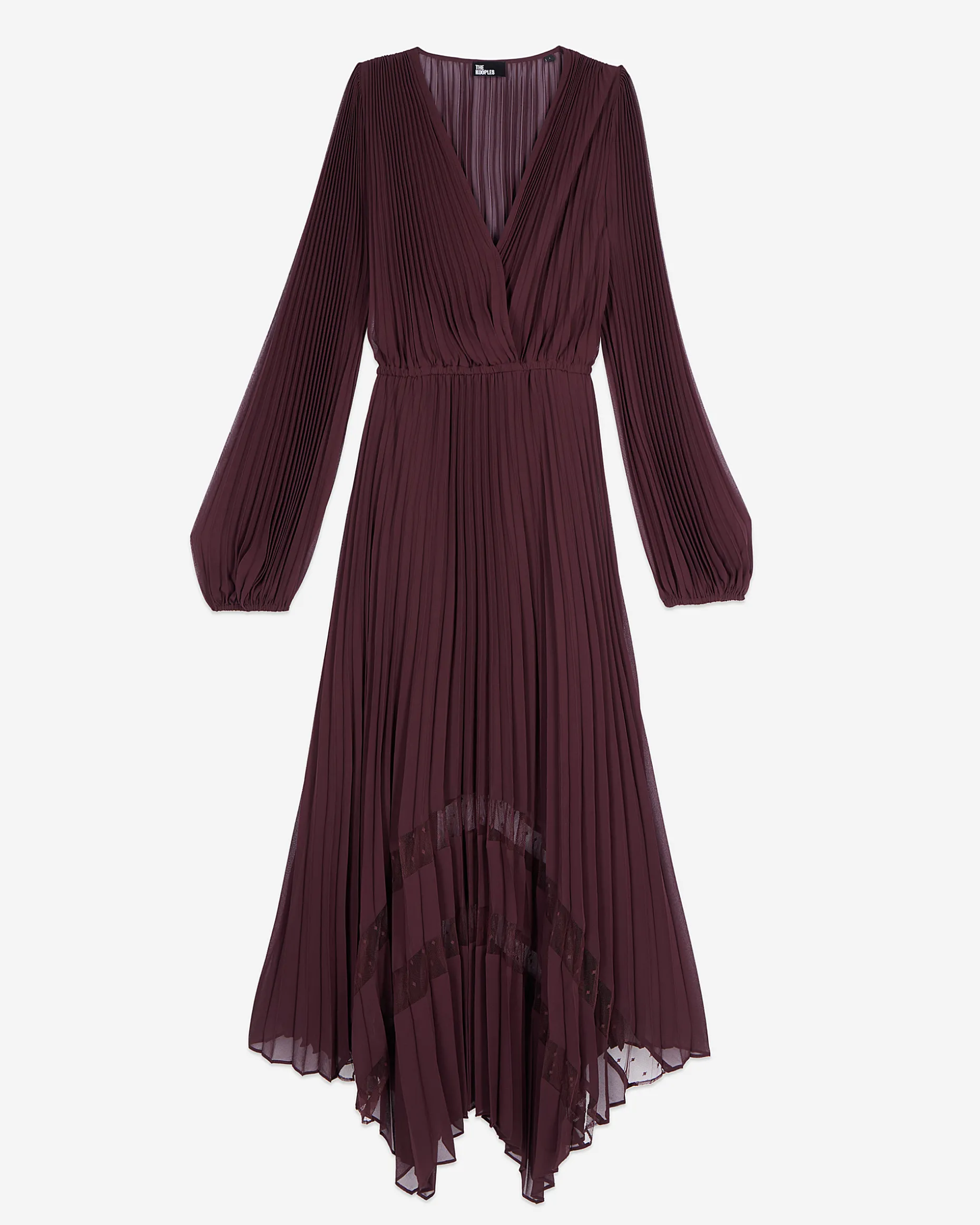Robe longue plissée bordeaux