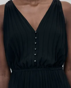 Robe longue plissée noire