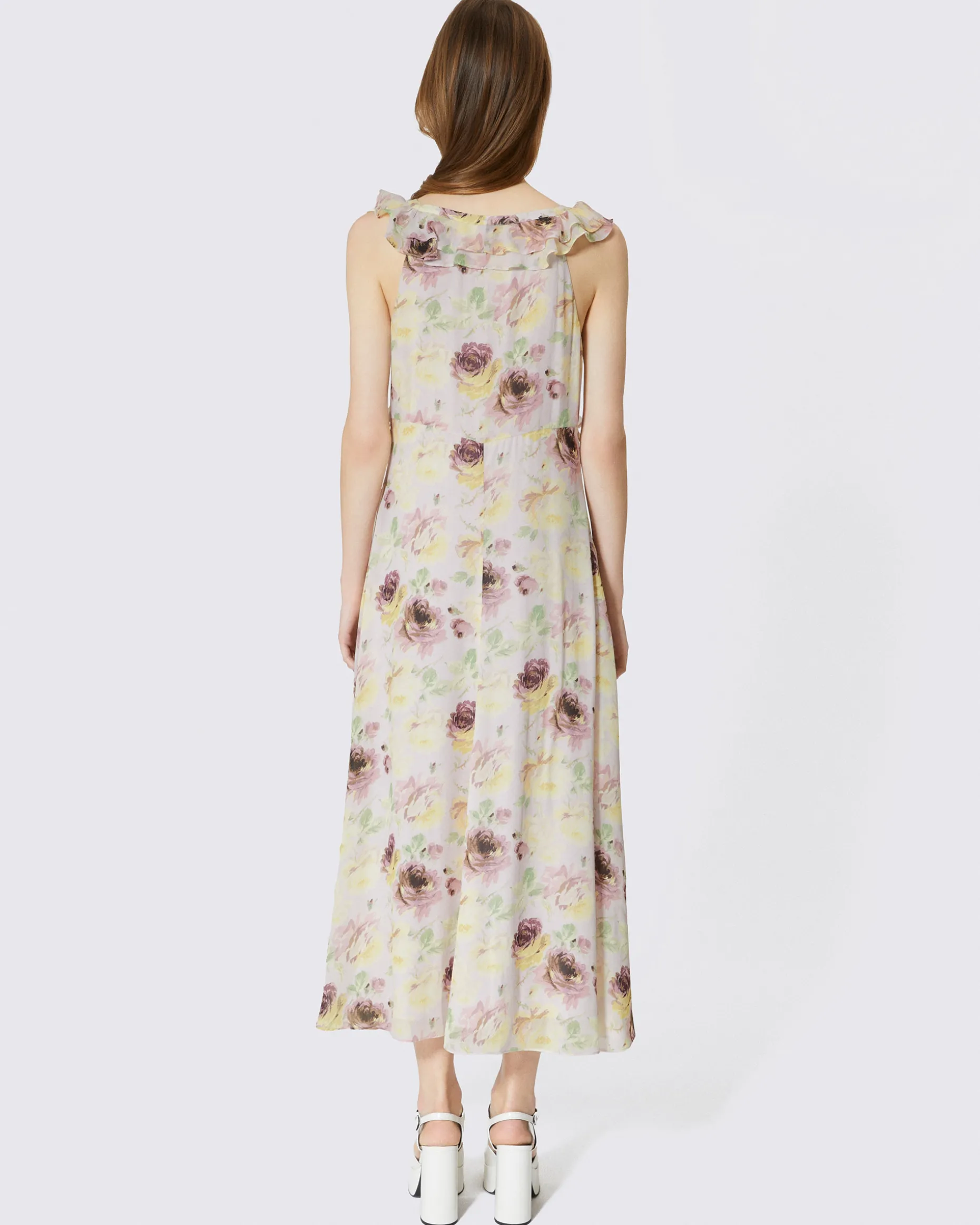 Robe longue volantée imprimé fleuri