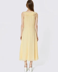 Robe longue volantée jaune
