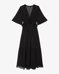 Robe longue volantée noire