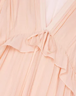 Robe longue volantée pêche