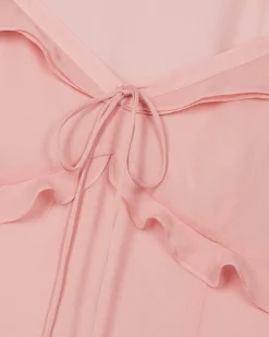 Robe longue volantée rose