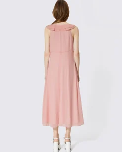 Robe longue volantée rose