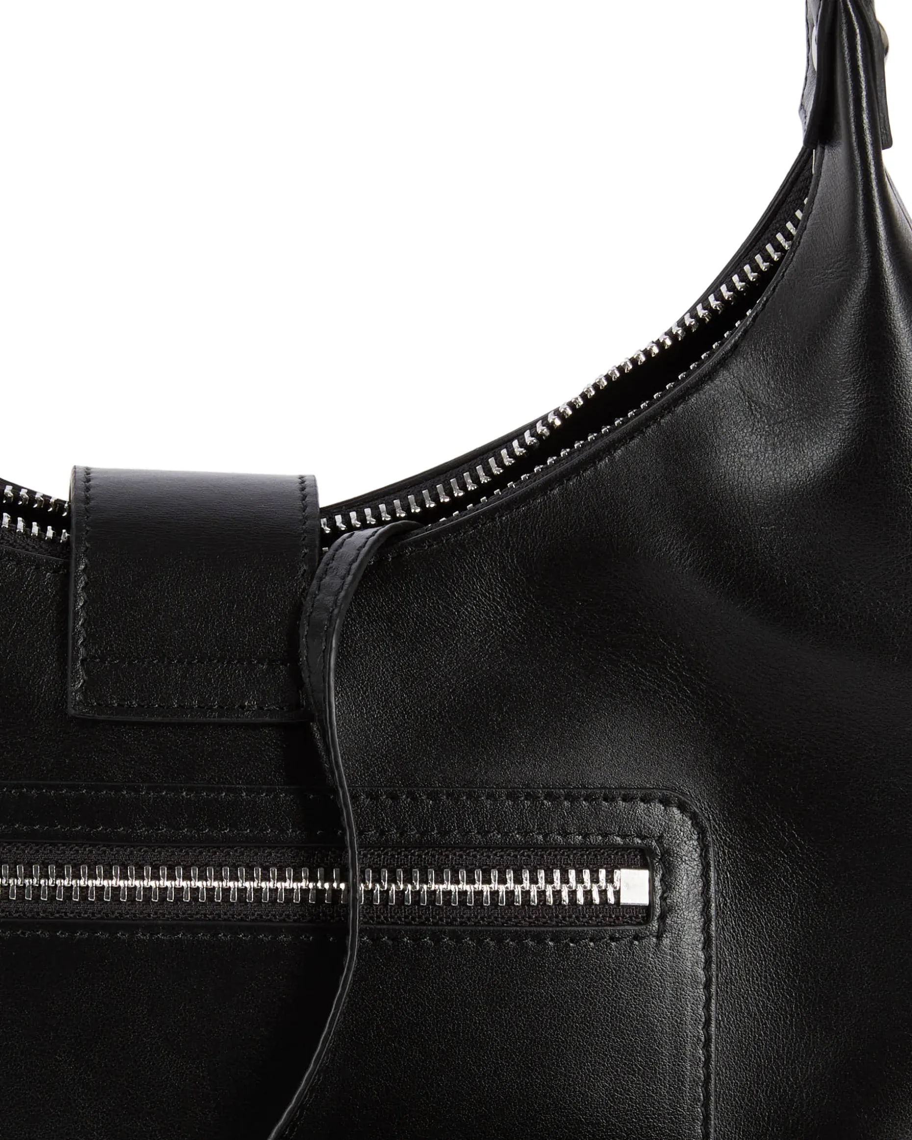 Sac Amelia avec chaîne en cuir lisse noir