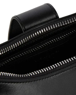 Sac Amelia avec chaîne en cuir lisse noir