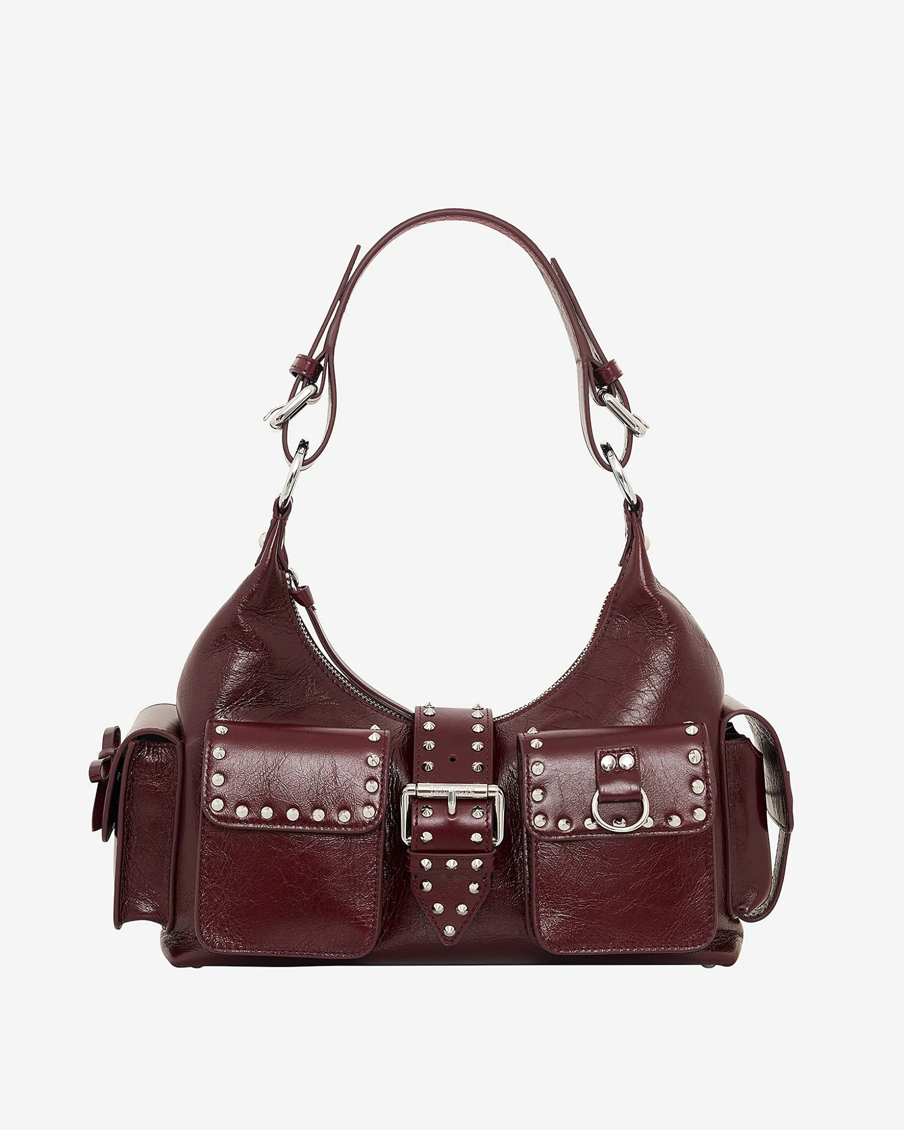 Sac Amelia en cuir craquelé bordeaux