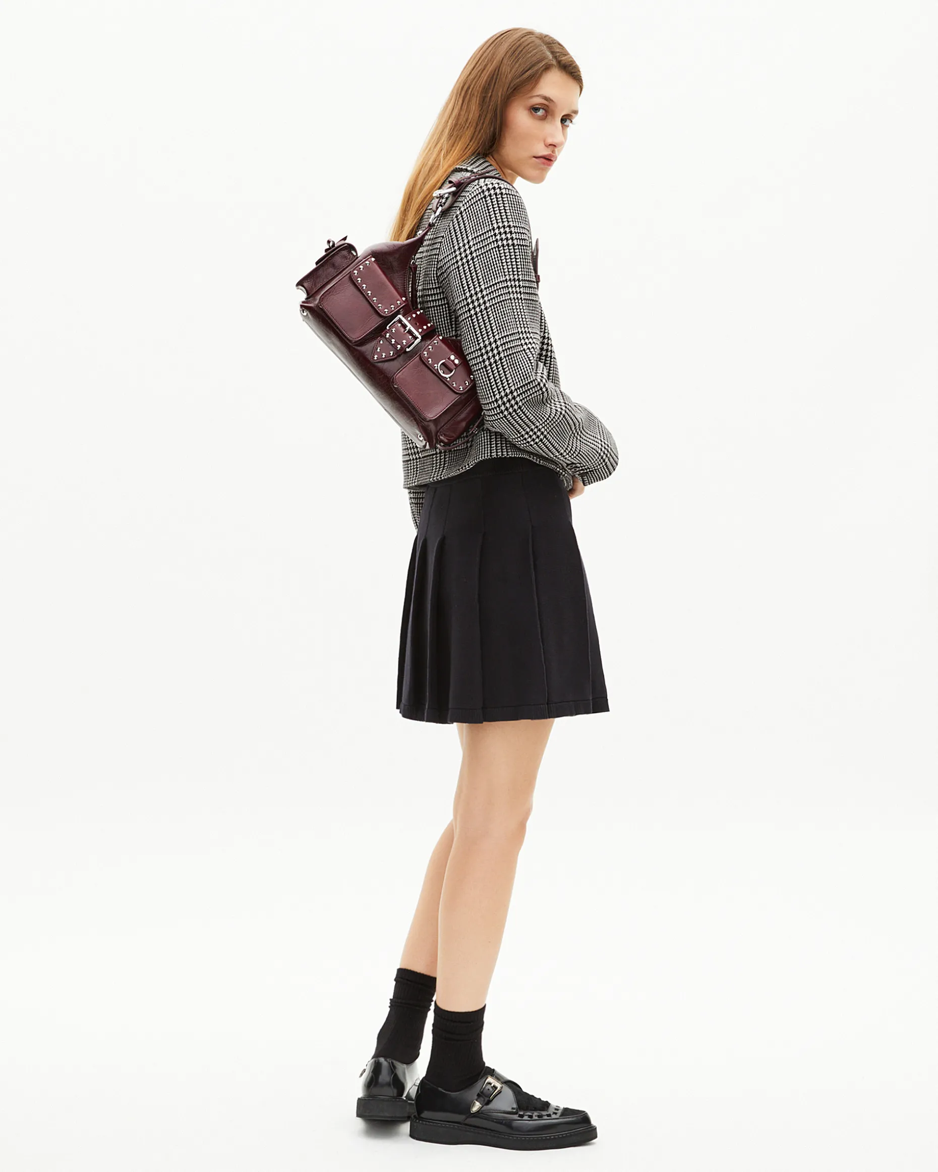 Sac Amelia en cuir craquelé bordeaux