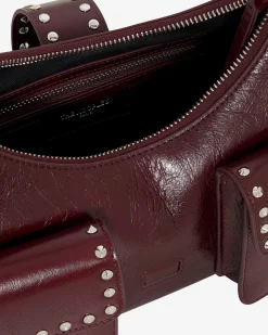 Sac Amelia en cuir craquelé bordeaux