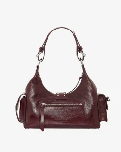 Sac Amelia en cuir craquelé bordeaux