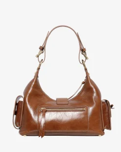 Sac Amelia en cuir craquelé marron