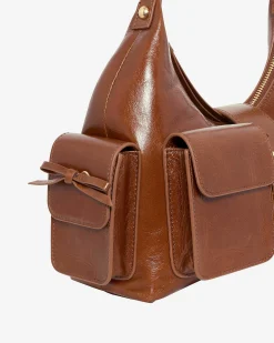 Sac Amelia en cuir craquelé marron