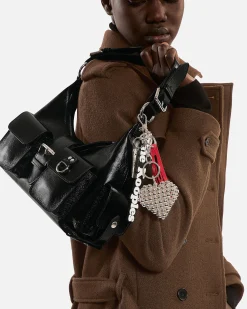 Sac Amelia en cuir craquelé noir