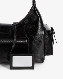 Sac Amelia en cuir craquelé noir