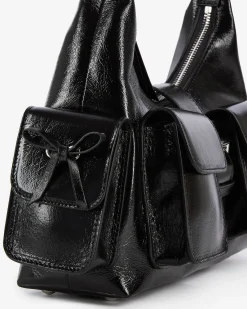 Sac Amelia en cuir craquelé noir