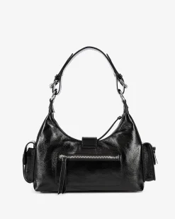 Sac Amelia en cuir craquelé noir