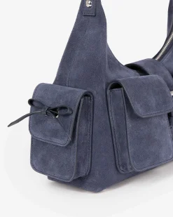Sac Amelia en cuir suède marine