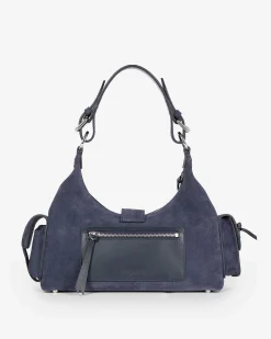 Sac Amelia en cuir suède marine