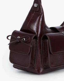Sac Amelia small en cuir craquelé bordeaux