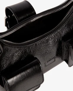 Sac Amelia small en cuir craquelé noir