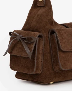 Sac Amelia small en cuir suède marron