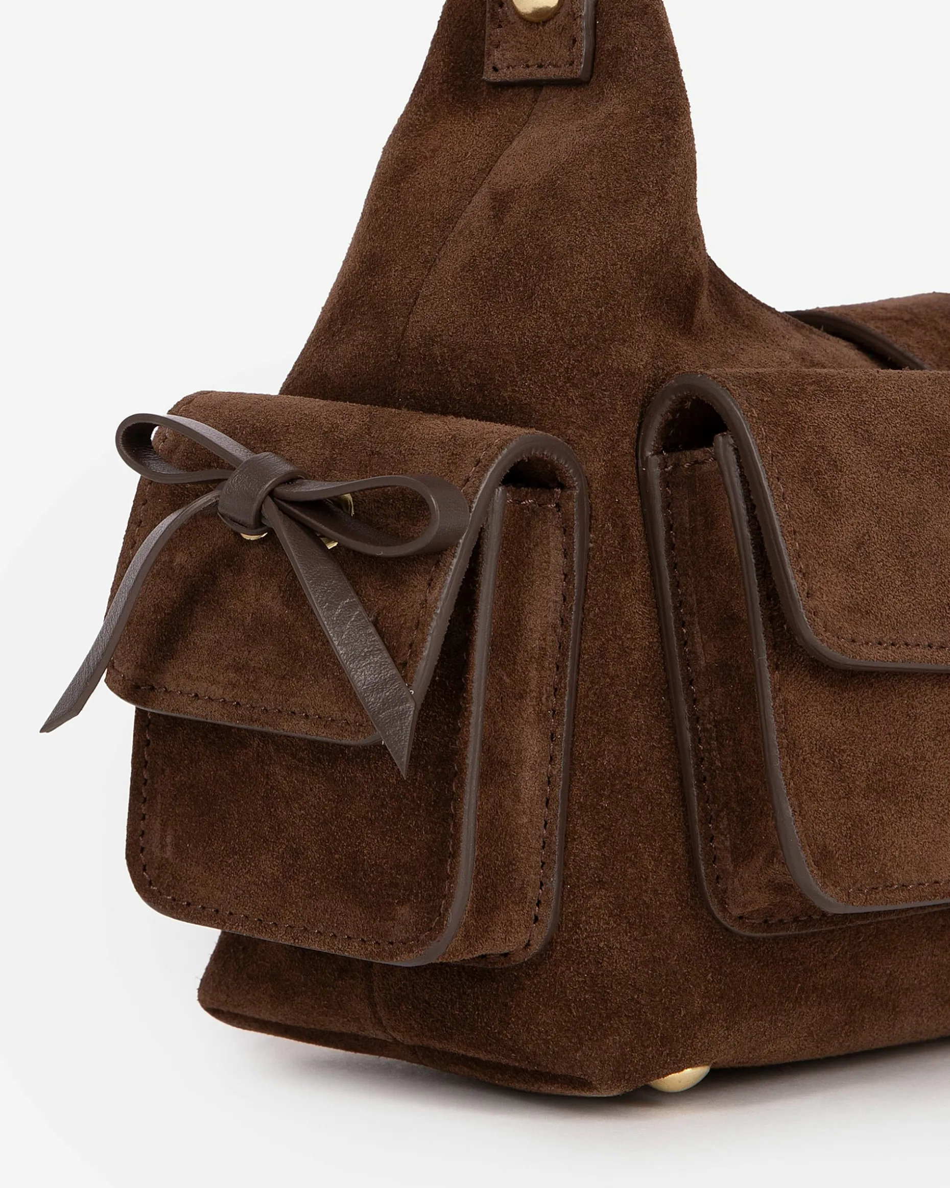 Sac Amelia small en cuir suède marron