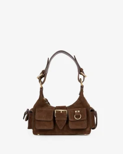Sac Amelia small en cuir suède marron