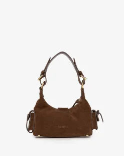 Sac Amelia small en cuir suède marron